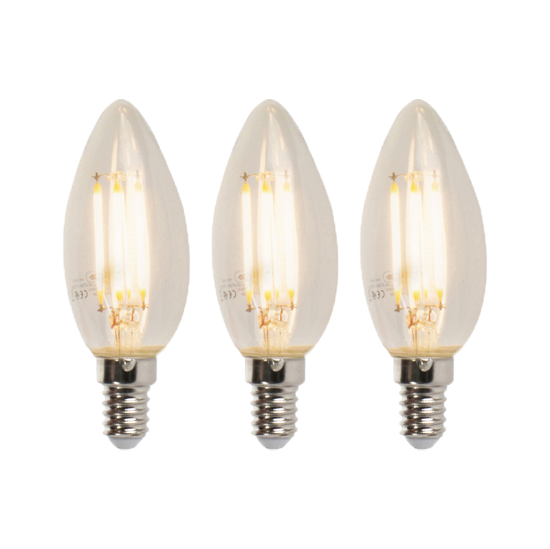 Set van 3 LED E14 dimbare kaarslampen B35 5W 380lm 2700K