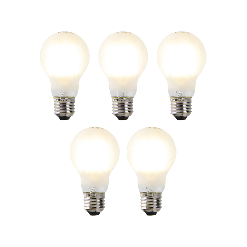 Set van 5 E27 dimbare LED lampen A60 mat 7W 806 lm 2700K