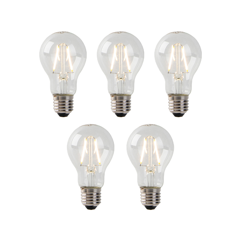 Set van 5 E27 LED lampen A60 helder 2W 180 lm 2700K