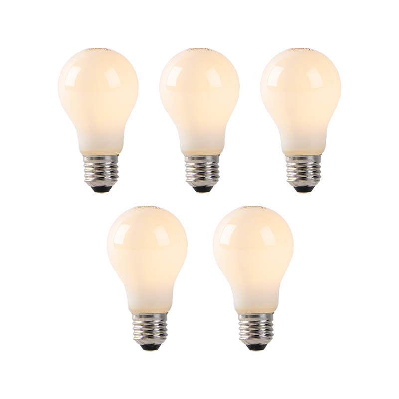 Set van 5 E27 LED filament lampen opaal glas 1W 70 lm 2200K