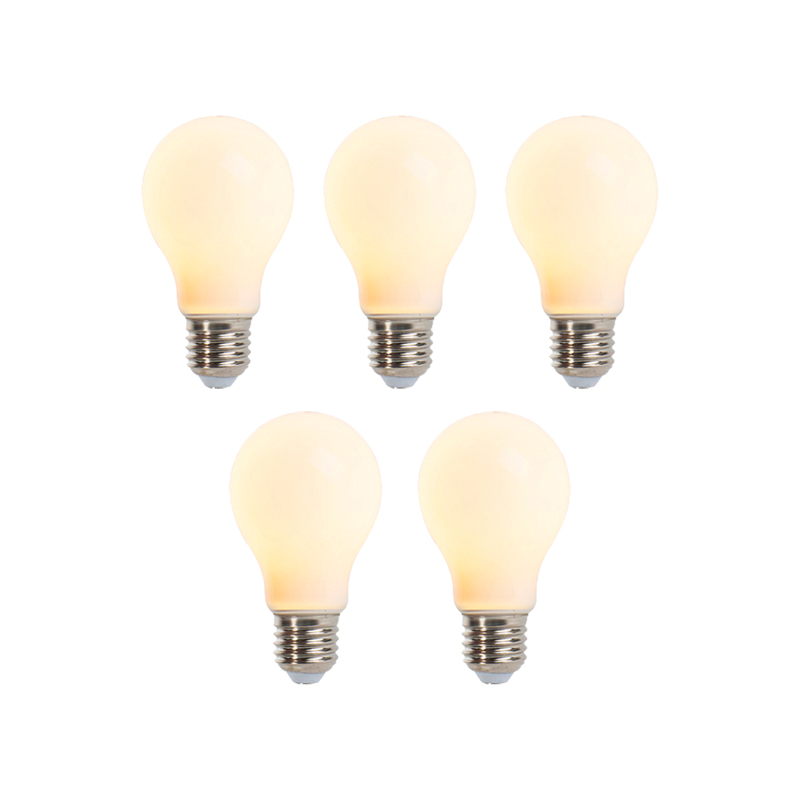 Set van 5 E27 dimbare LED lampen A60 mat 5W 380lm