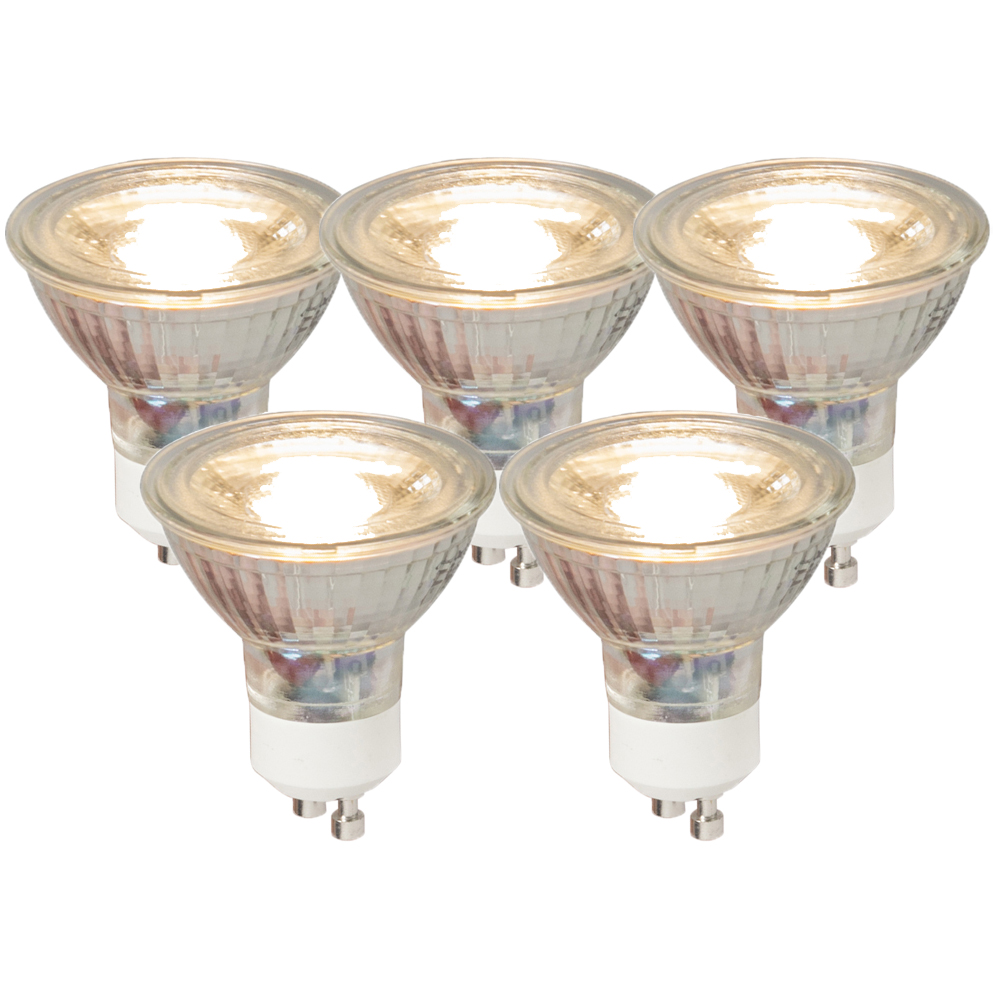 Set van 5 GU10 LED lamp COB 5W 450LM 3000K