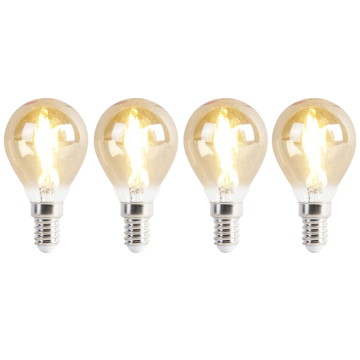 Set van 4 E14 LED lampen P45 2W 180 lm 2100K - Goud