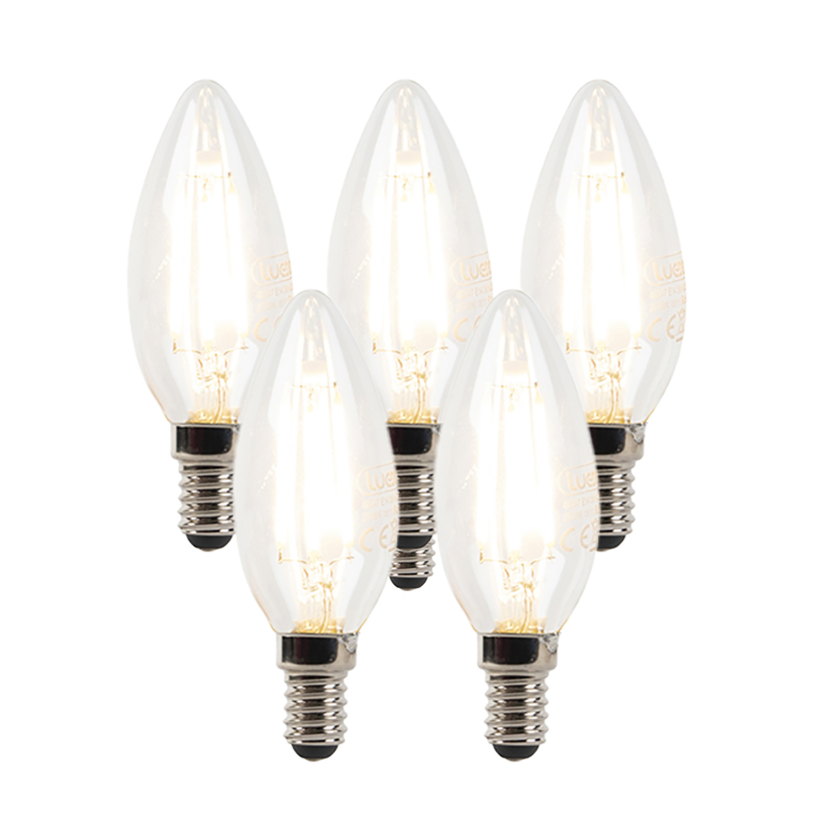 Set van 5 E14 dimbare LED kaarslampen B35 helder 3W 250 lm 2700K
