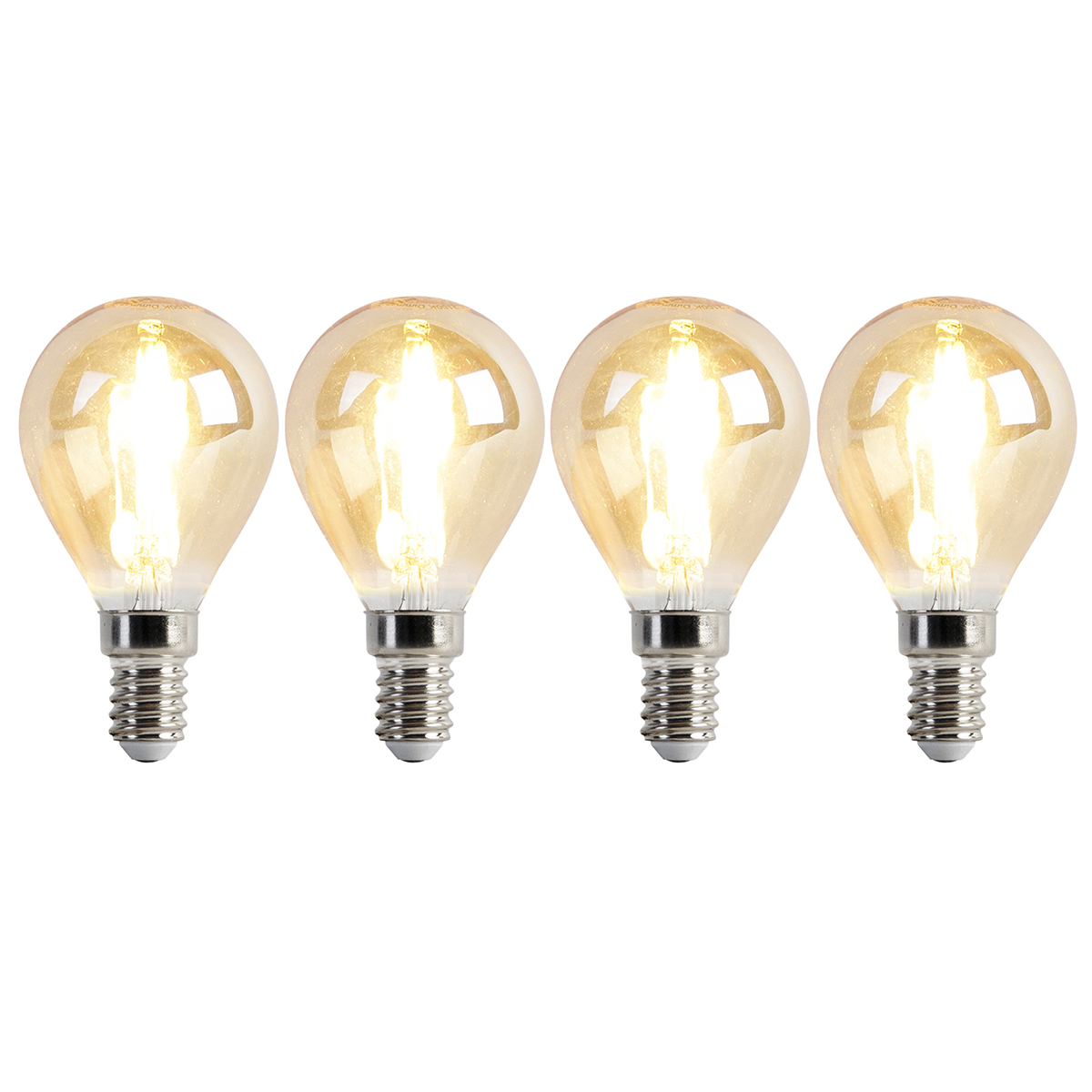 Set van 4 E14 dimbare LED lampen P45 3,5W 330 lm 2100K - Goud