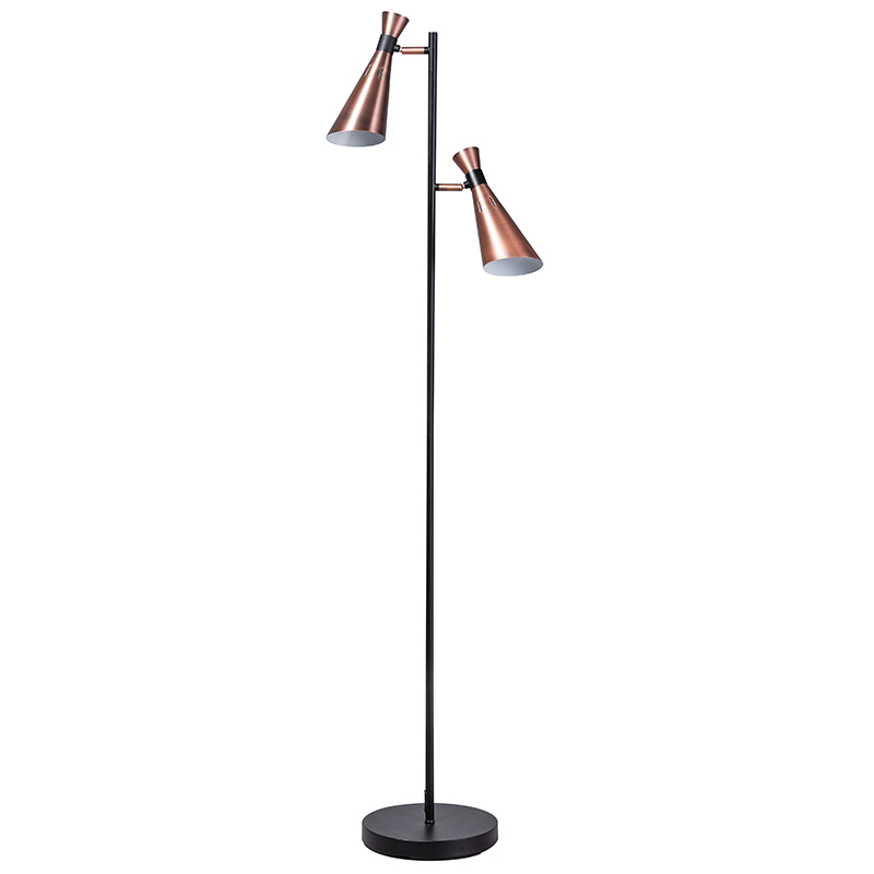 ETH Moderne vloerlamp met 2 koperen spots - Jesse - Zwart