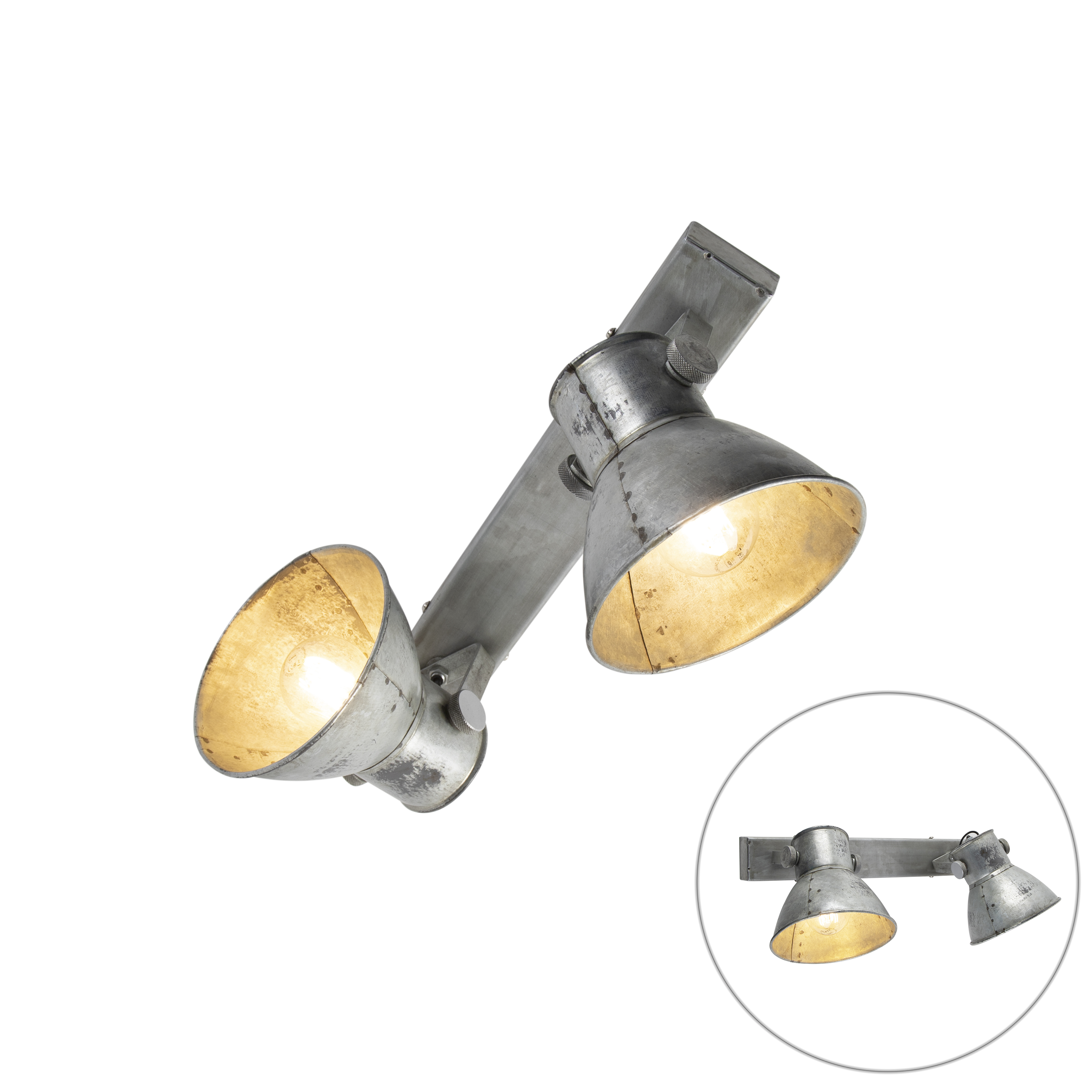 LeuchtenDirekt Industriële plafondlamp ijzer 2-lichts - Samia - Grijs