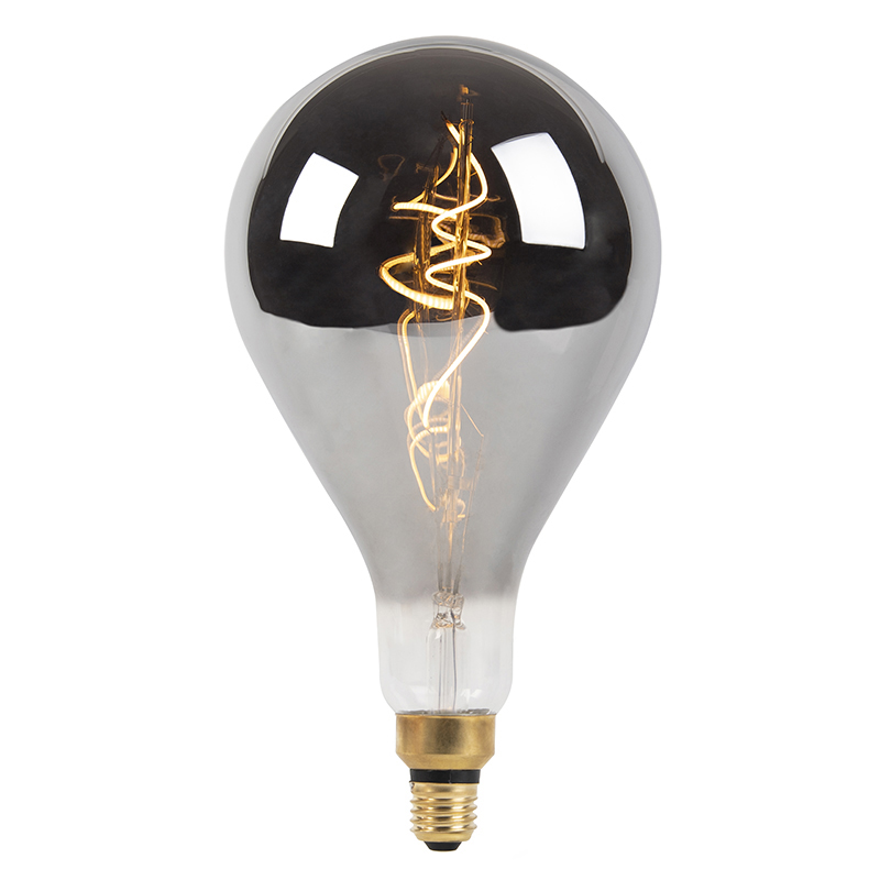 E27 dimbare LED spiraal filament lamp A165 smoke 100 lm 2100K