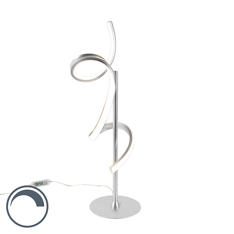 LeuchtenDirekt Design tafellamp zilver incl. LED en dimmer - Krisscross