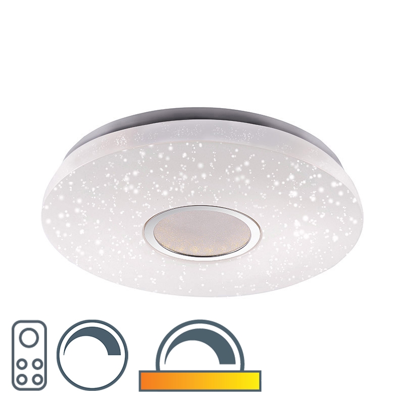 LeuchtenDirekt Moderne plafondlamp met sterrenhemel incl. LED afstandsbedieding - Jona