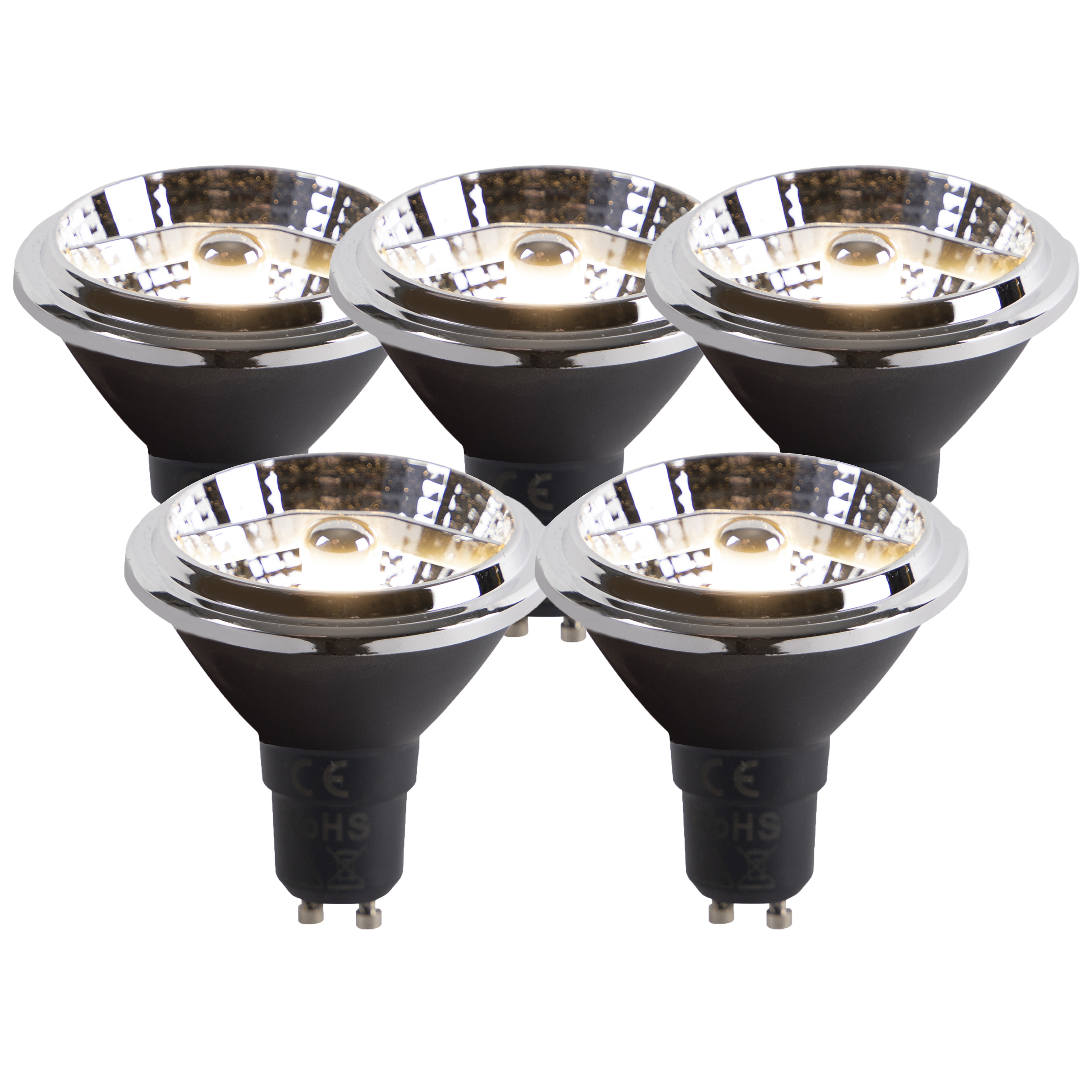 Set van 5 GU10 LED lamp AR70 6W 380 lm 3000K