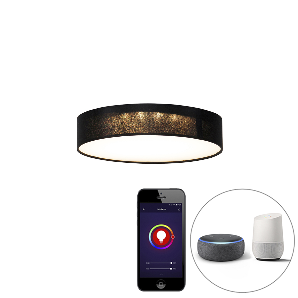 Calex Smart plafondlamp 30 cm incl. LED RGB - Taiko - Zwart