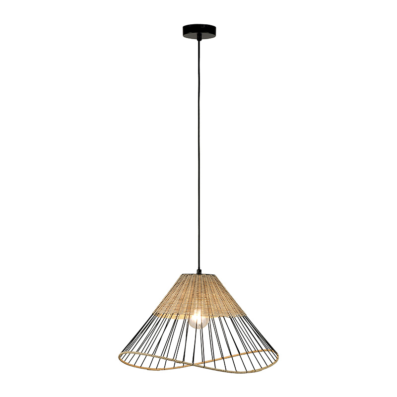 Paul Neuhaus Landelijke hanglamp met riet - Treccia - Zwart