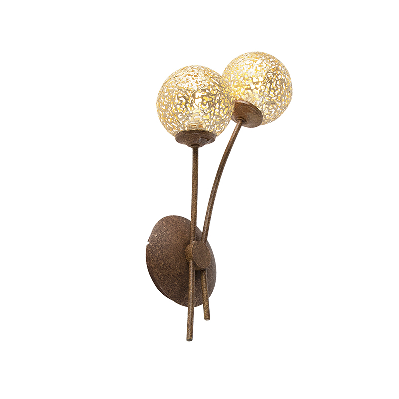 Paul Neuhaus Landelijke wandlamp roestbruin met schakelaar 2-lichts - Kreta