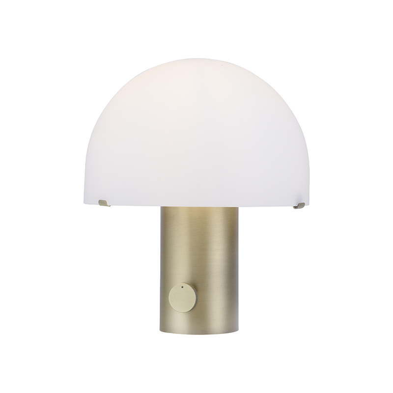 Paul Neuhaus Design tafellamp messing met wit en dimmer - Gomba