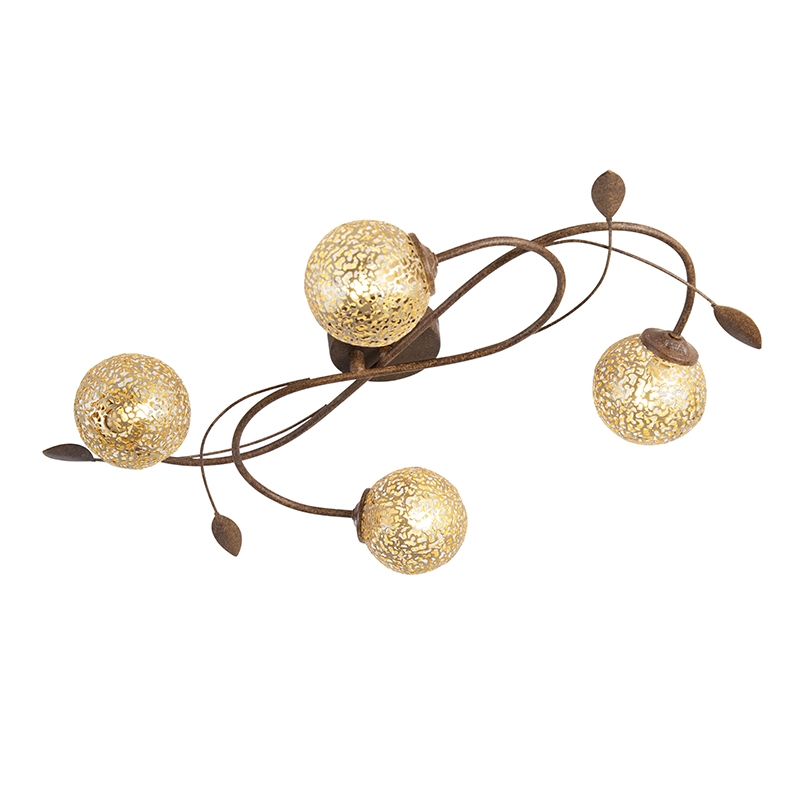 Paul Neuhaus Landelijke plafondlamp 4-lichts in roestbruin - Kreta