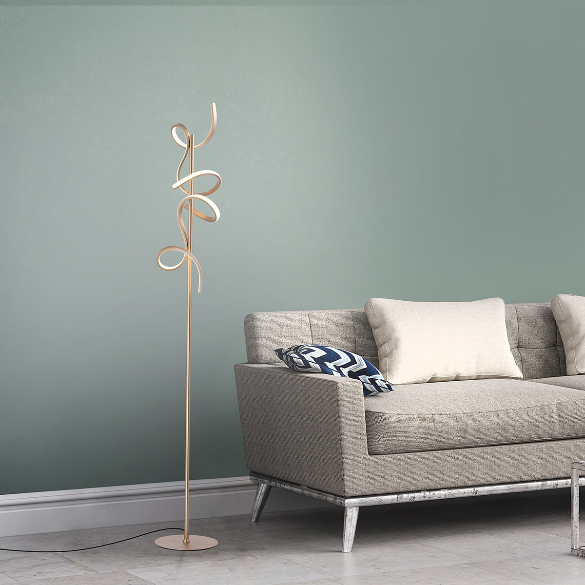 Paul Neuhaus Design vloerlamp messing incl. LED en dimmer - Krisscross