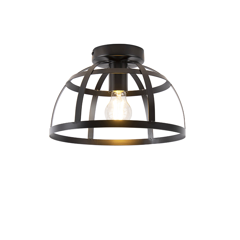 QAZQA Industriële plafondlamp - Boula - Zwart