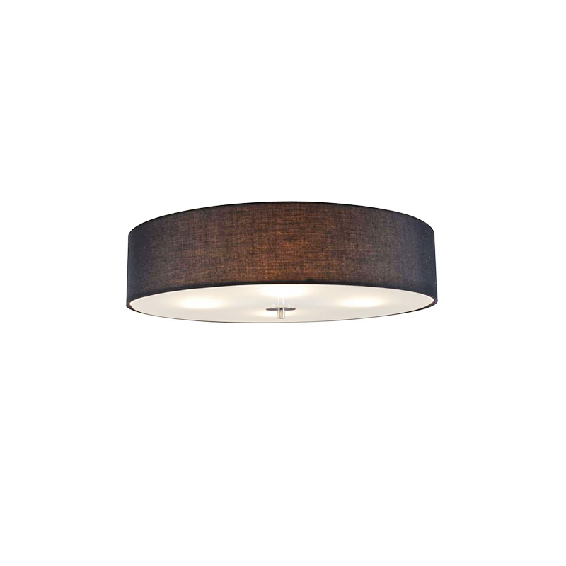 QAZQA Landelijke plafondlamp 50 cm - Drum - Zwart