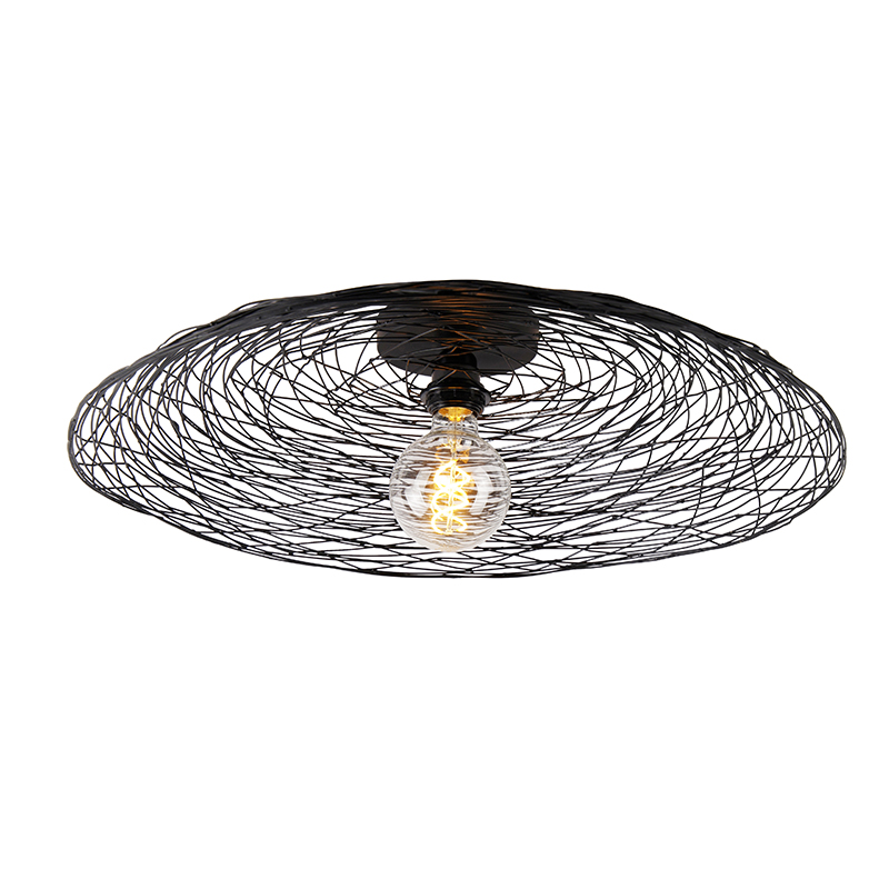 QAZQA Oosterse plafondlamp 60 cm - Glan - Zwart