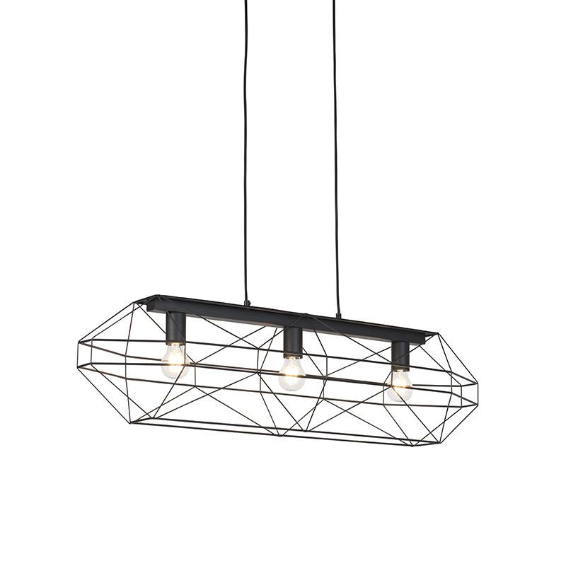 QAZQA Industriële hanglamp 3-lichts - Carcass - Zwart