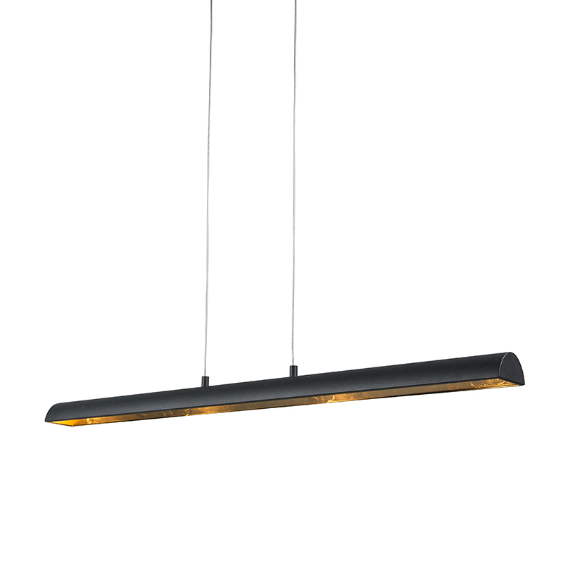 QAZQA Hanglamp met gouden binnenkant incl. LED - Balo 4 - Zwart