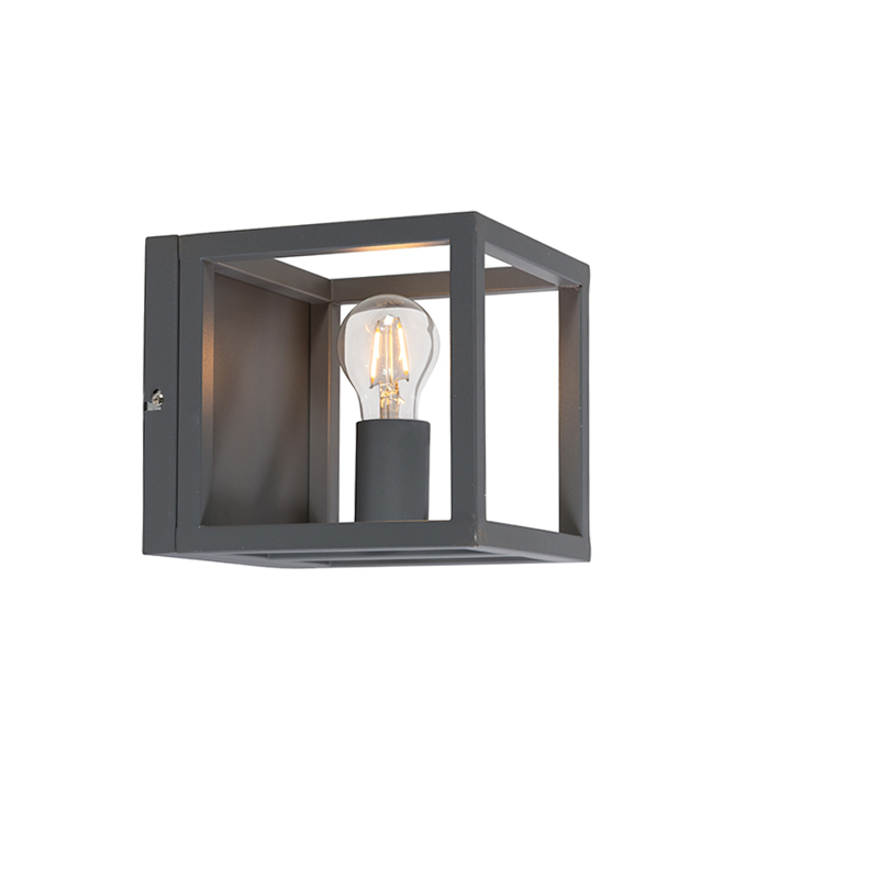 QAZQA Wandlamp Cage donker - Grijs