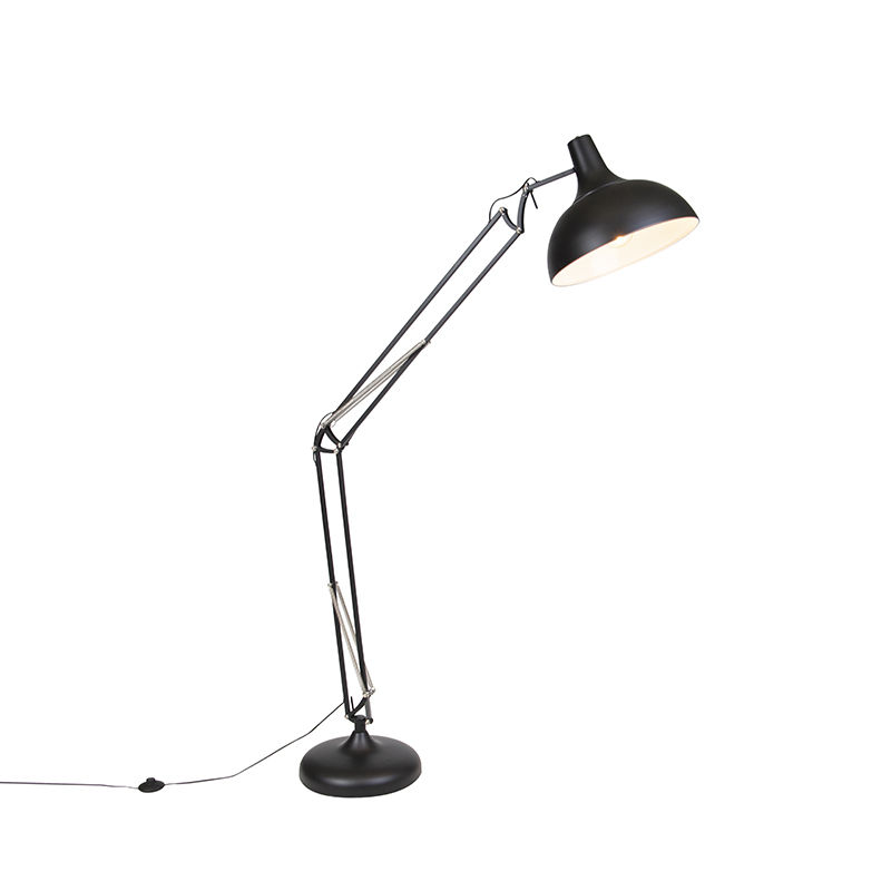 QAZQA Industriële vloerlamp verstelbaar - Hobby - Zwart