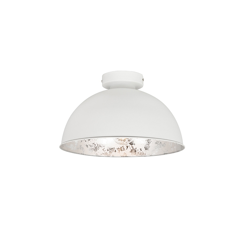 QAZQA Plafondlamp wit met zilver 30 cm - Magna Basic