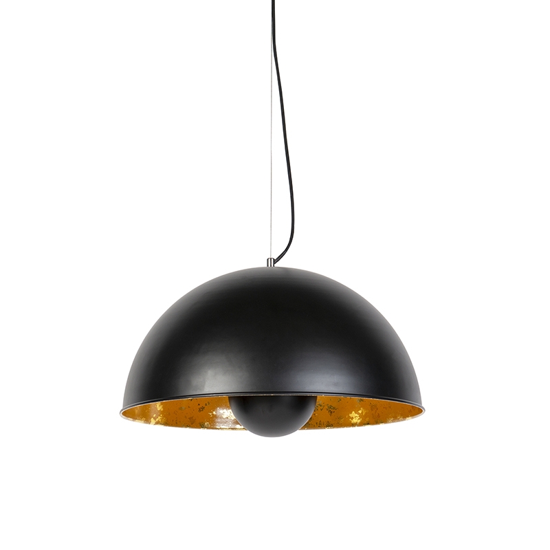 QAZQA Industriële hanglamp met goud 50 cm - Magna Eglip - Zwart