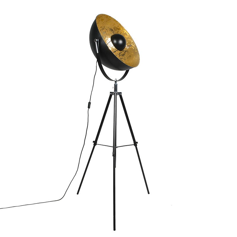 QAZQA Industriële vloerlamp tripod - Magna 50 Eglip - Zwart