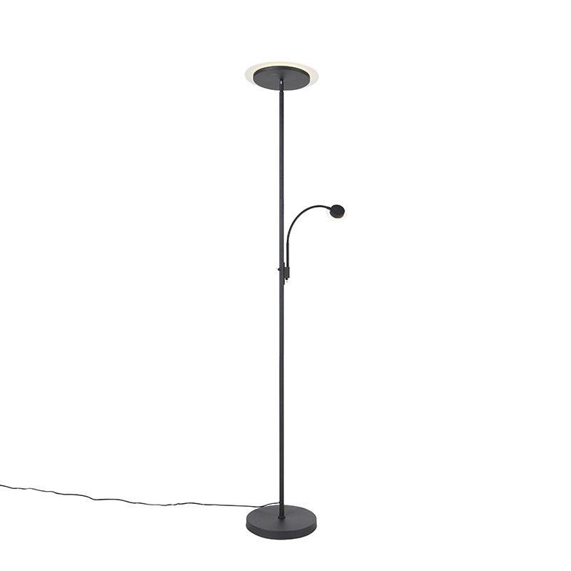 QAZQA Moderne vloerlamp incl. LED met leesarm - Chala - Zwart