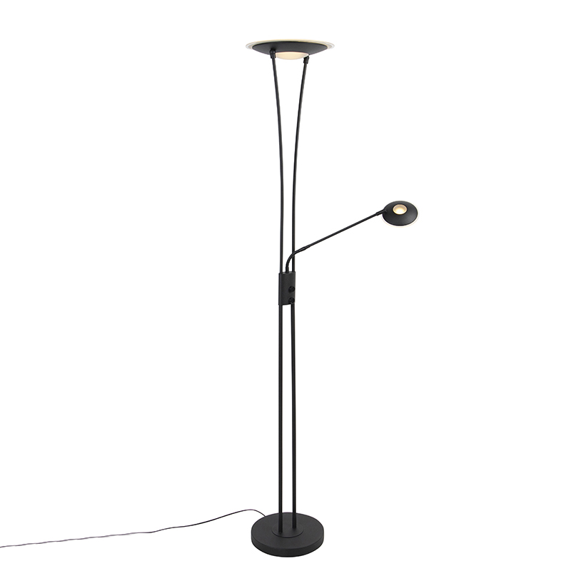 QAZQA Moderne vloerlamp incl. LED met leesarm - Ibiza - Zwart