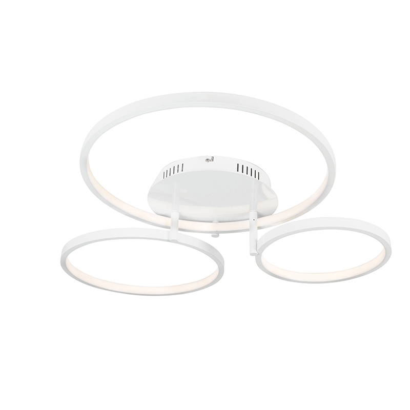 QAZQA Moderne plafondlamp wit incl. LED en dimmer- Rondas