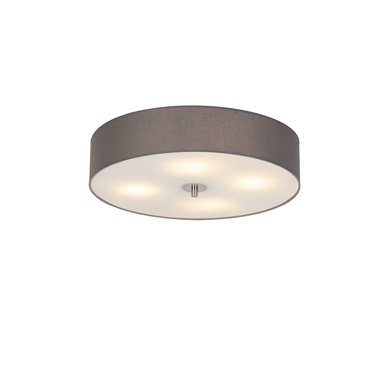 QAZQA Landelijke plafondlamp 50 cm - Drum - Grijs