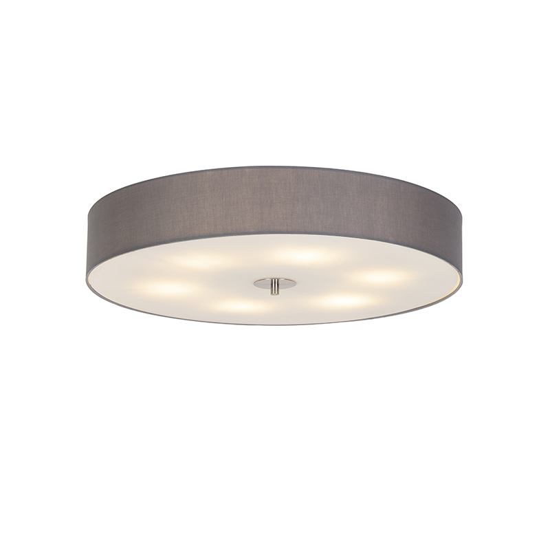 QAZQA Landelijke plafondlamp 70 cm - Drum - Grijs