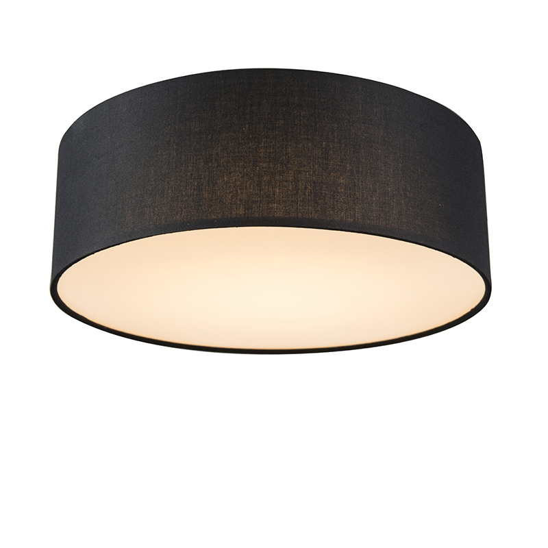 QAZQA Plafondlamp 30 cm incl. LED - Drum LED - Zwart