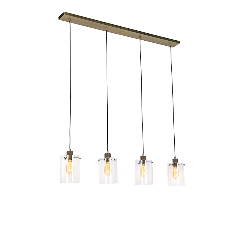 QAZQA Scandinavische hanglamp brons met glas 4-lichts - Dome