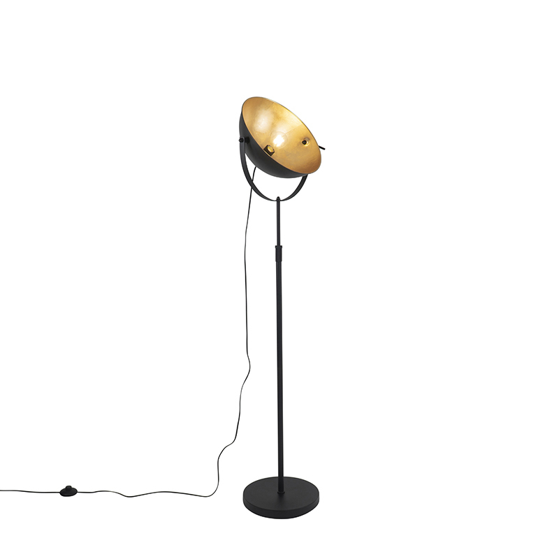 QAZQA Vloerlamp met goud 35 cm verstelbaar - Magnax - Zwart