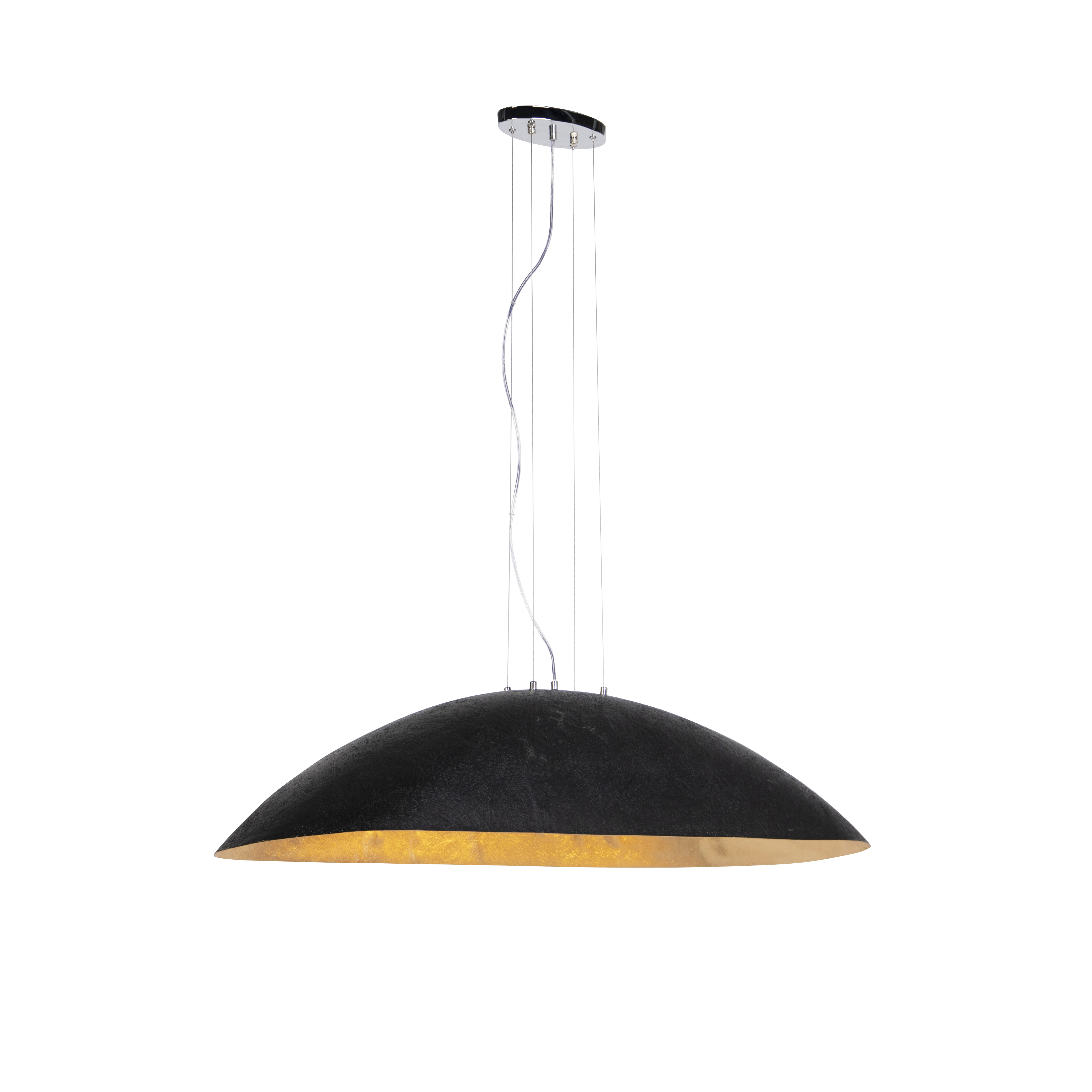 QAZQA Industriële hanglamp met goud 115 cm - Magna - Zwart
