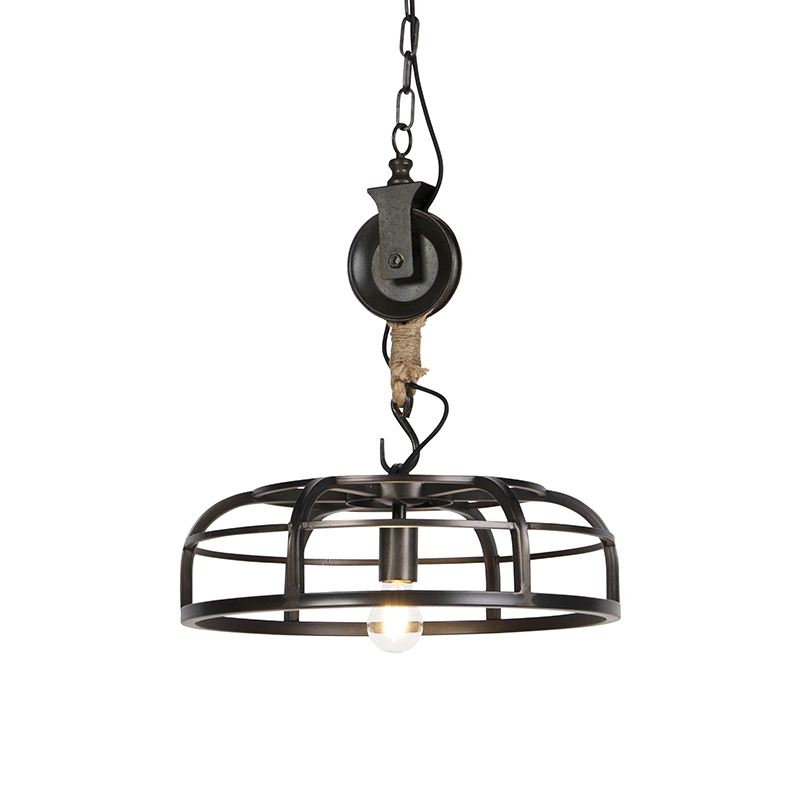 QAZQA Industriële hanglamp - Camelot - Zwart