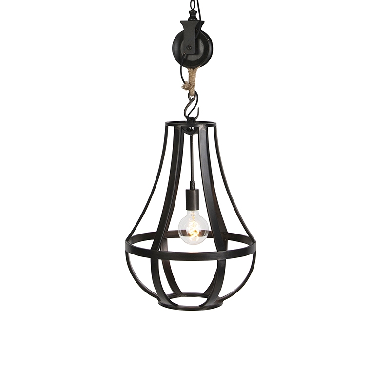 QAZQA Industriële hanglamp 40 cm - Morgana - Zwart