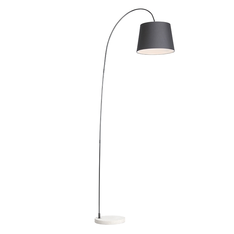 QAZQA Moderne vloerlamp mete kap - Bend - Zwart
