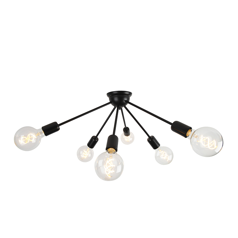 QAZQA Moderne plafondlamp 6-lichts - Sputnik - Zwart