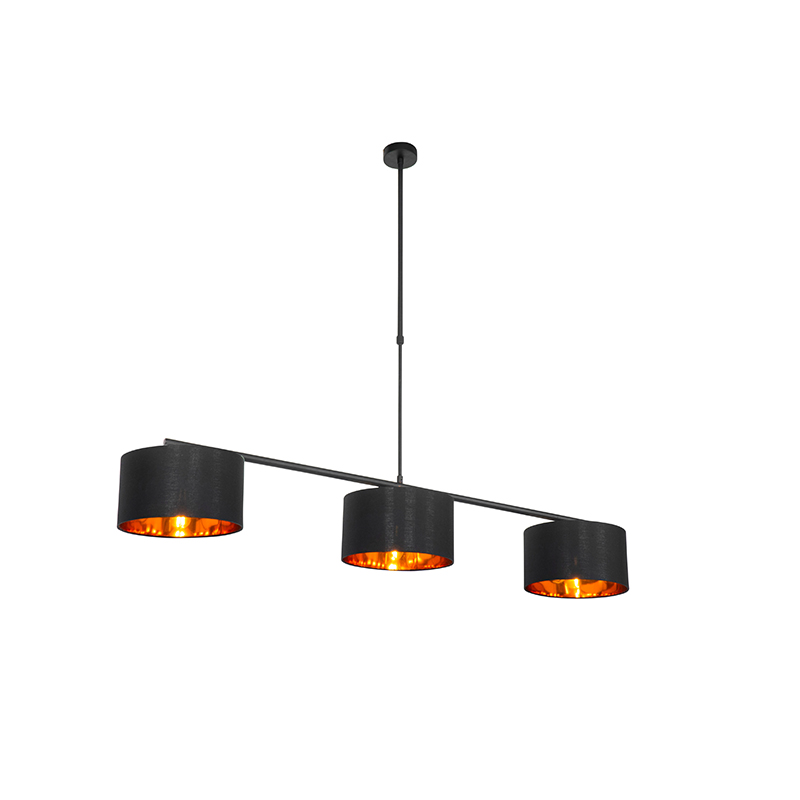 QAZQA Moderne hanglamp met goud 125 cm 3-lichts - VT 3 - Zwart