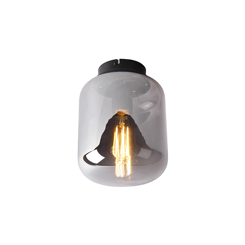 QAZQA Design plafondlamp met smoke glas - Bliss - Zwart