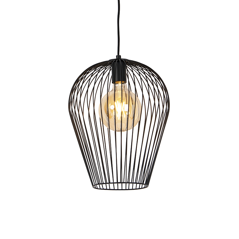 QAZQA Design hanglamp - Wire Ario - Zwart