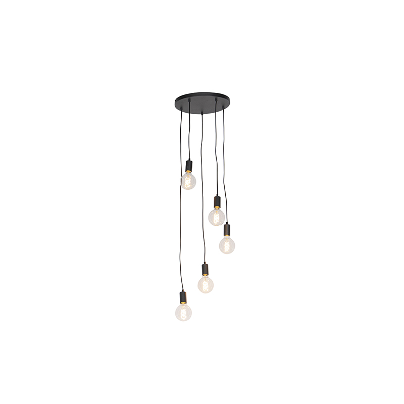 QAZQA Moderne hanglamp 35 cm 5-lichts - Facil - Zwart