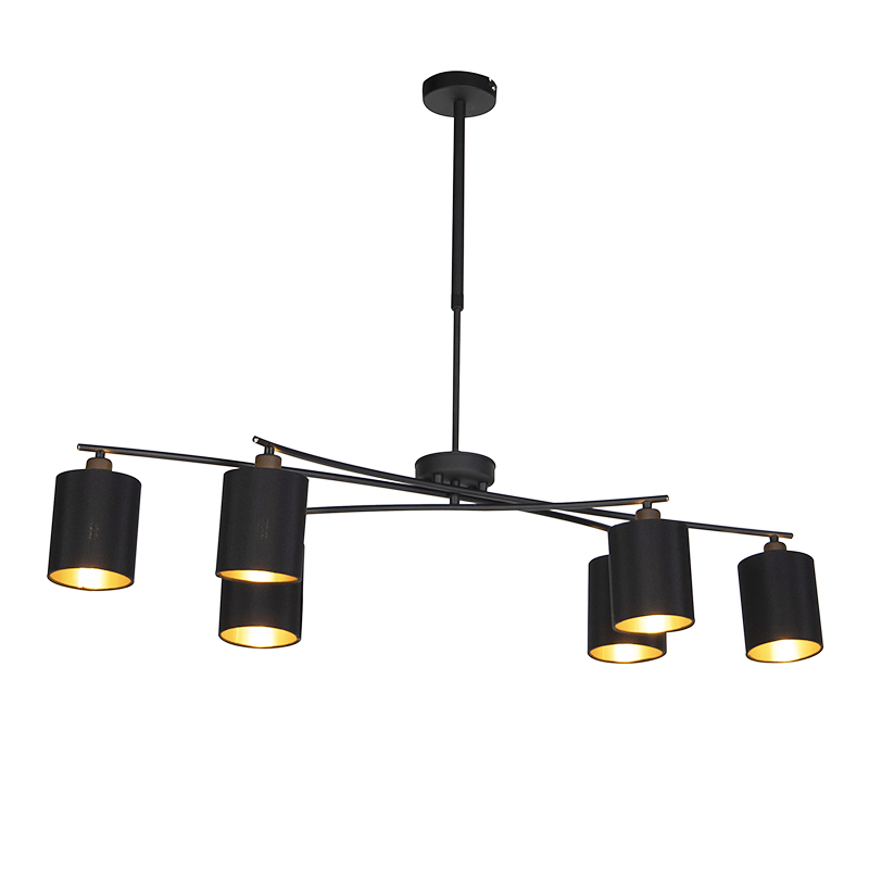QAZQA Moderne hanglamp verstelbaar 6-lichts - Lofty - Zwart