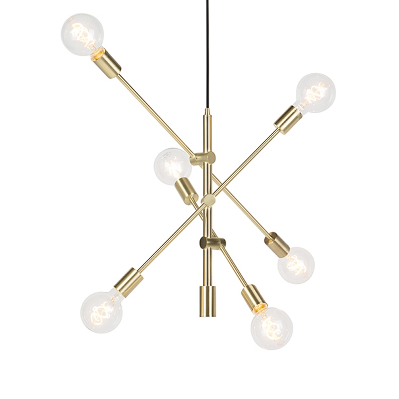 QAZQA Art Deco hanglamp messing 6-lichts - Sydney